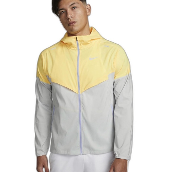 Nike Windrunner Men's Size Large Repel Running Jacket Yellow Grey CZ9070-848 L - Picture 1 of 2